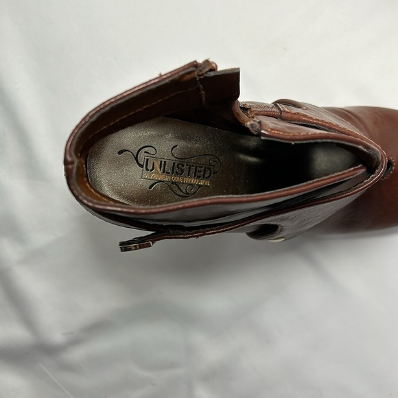 KENNETH COLE UNLISTED Size 8MHigh Heel Ankle Boots Womens Zipper Brown. - Picture 5 of 12